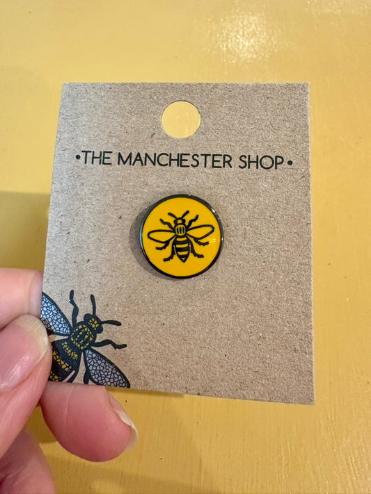 Yellow Circle Manchester Bee Pin Badge