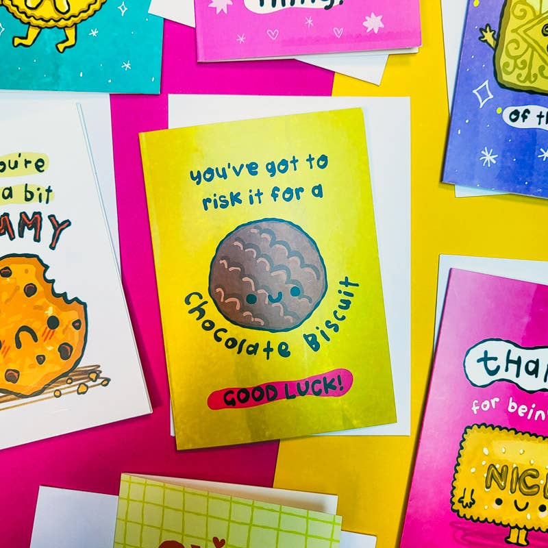 Risk It For A Biscuit Good Luck Card