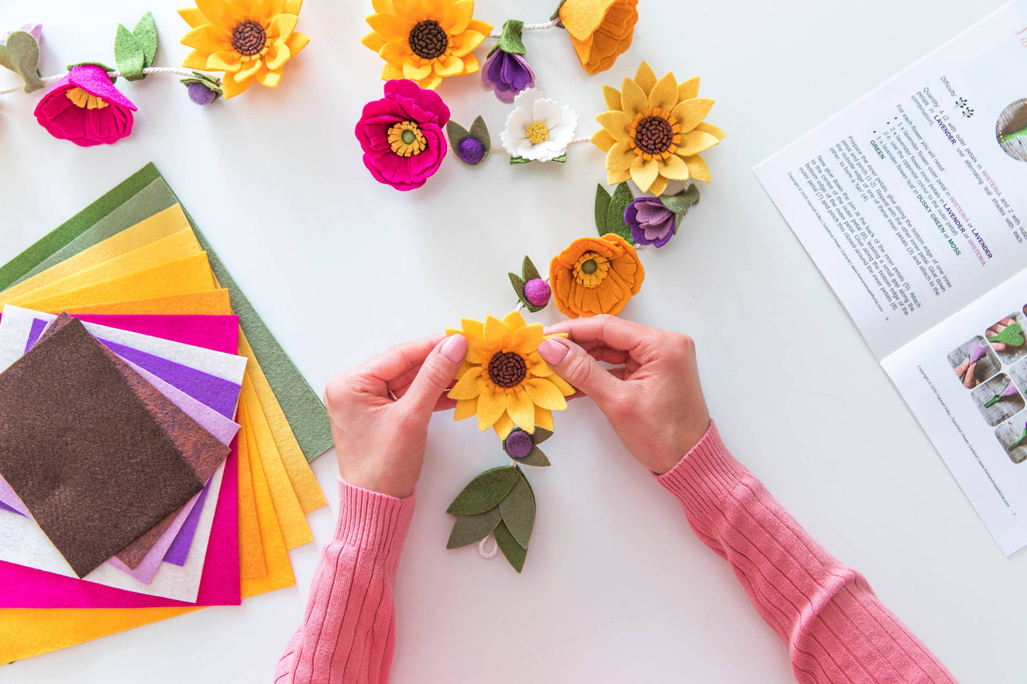 Sunflower Garland felt flower craft kit
