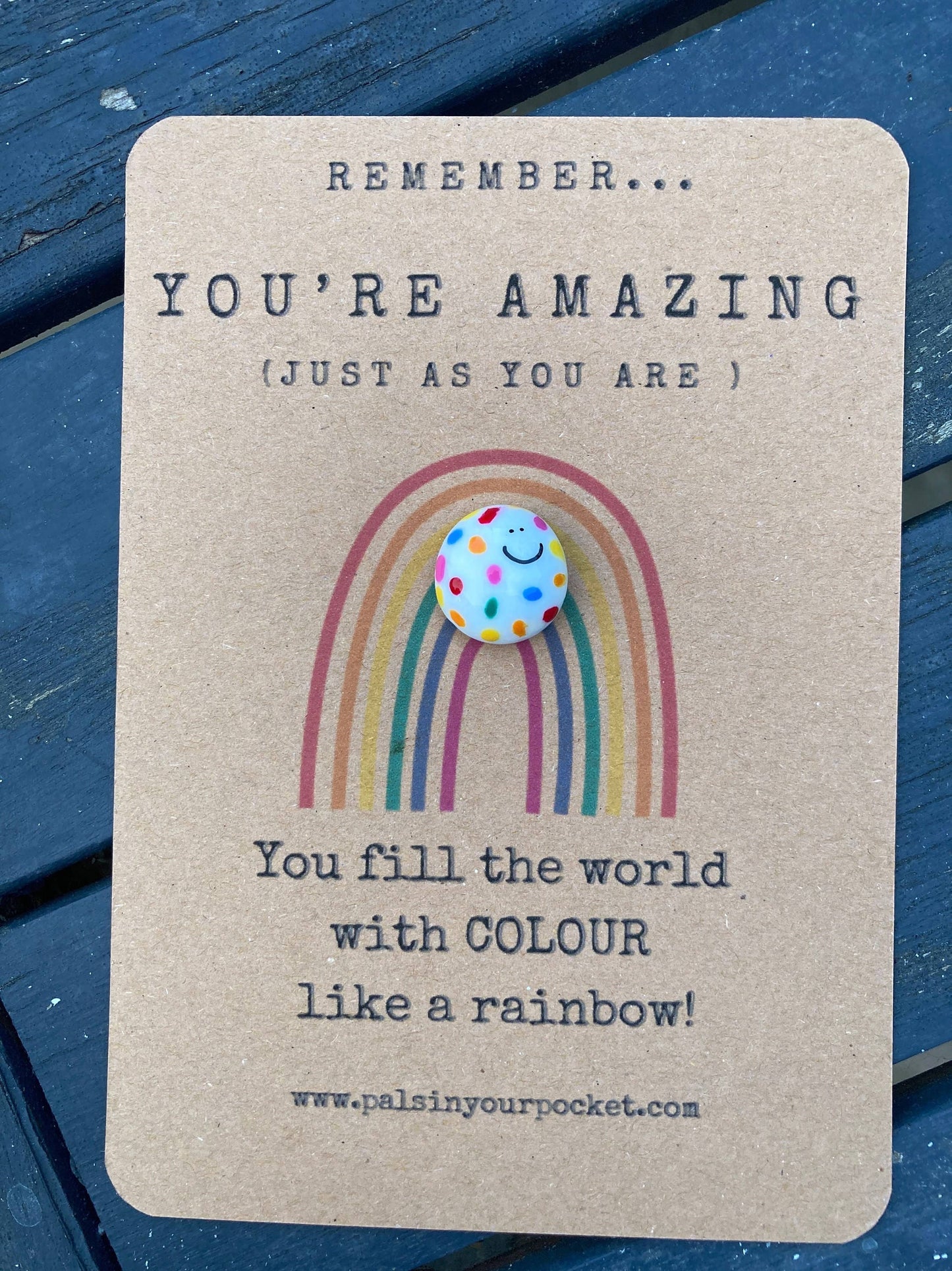 You're Amazing Rainbow Pebble Charm