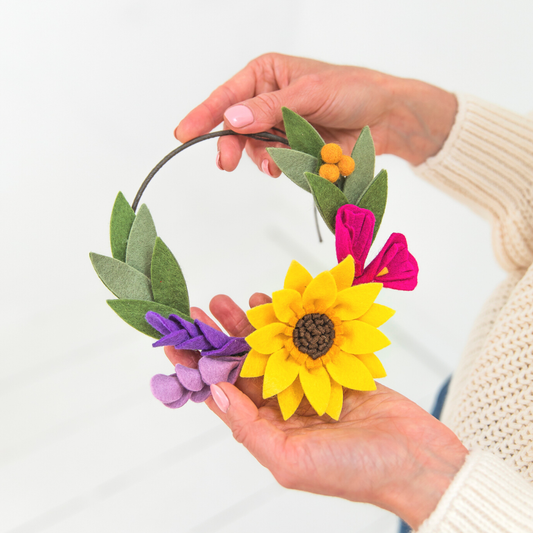 Sunflower Mini Wreath Felt Flower Craft Kit