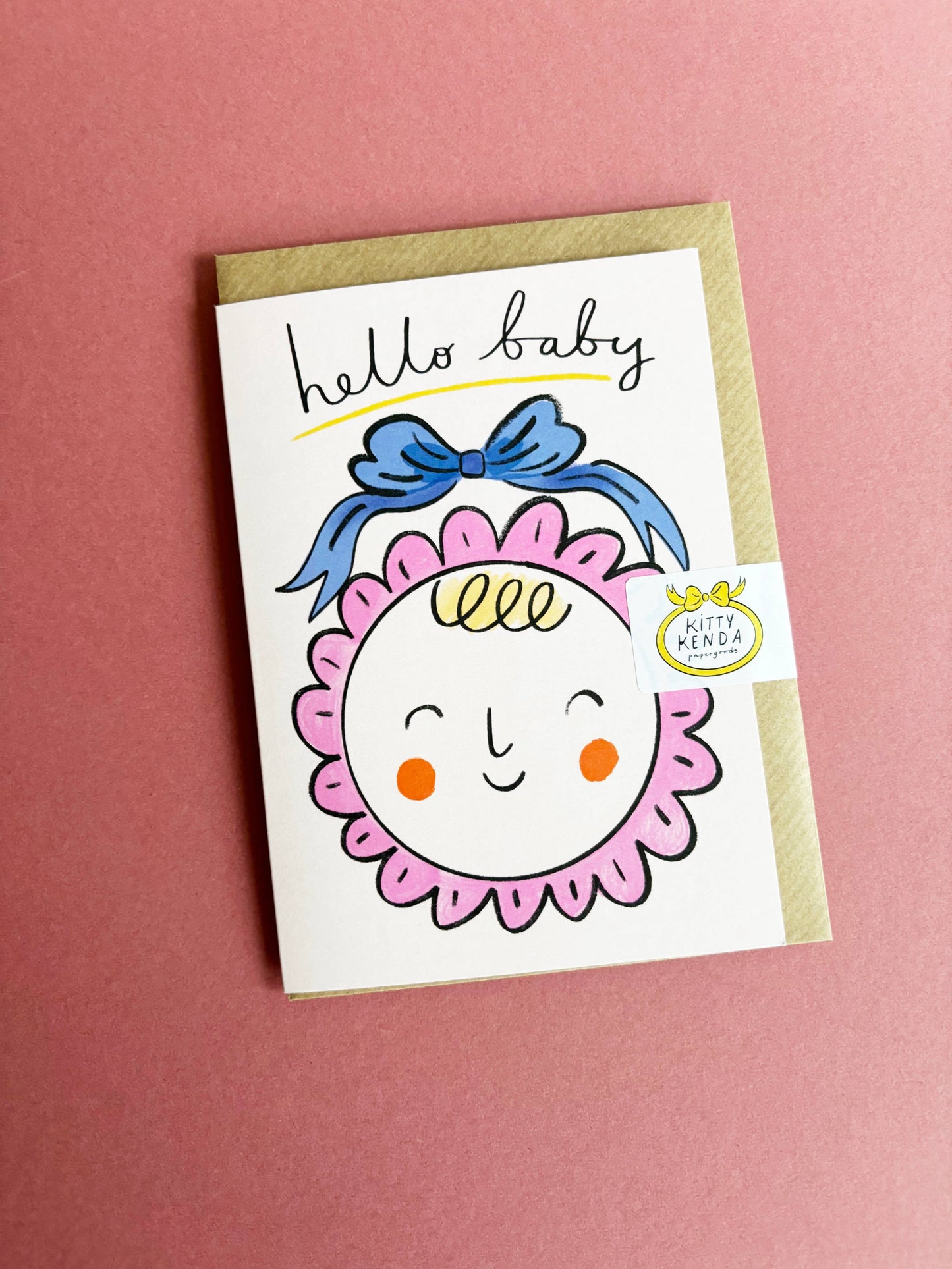 Hello Baby in Bonnet Card