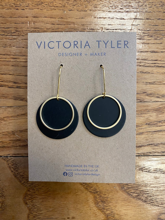 Colourful Circle Earrings with Brass or Silver Rings - 'Betty'