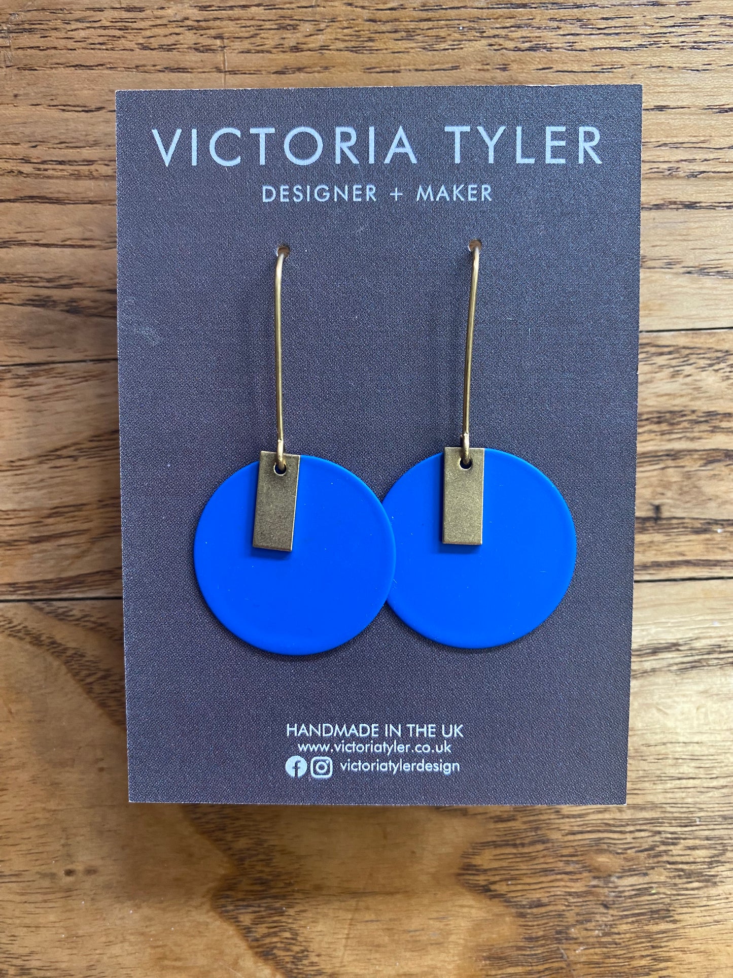 Colourful Circle Earrings with Brass Tabs - 'Anni'