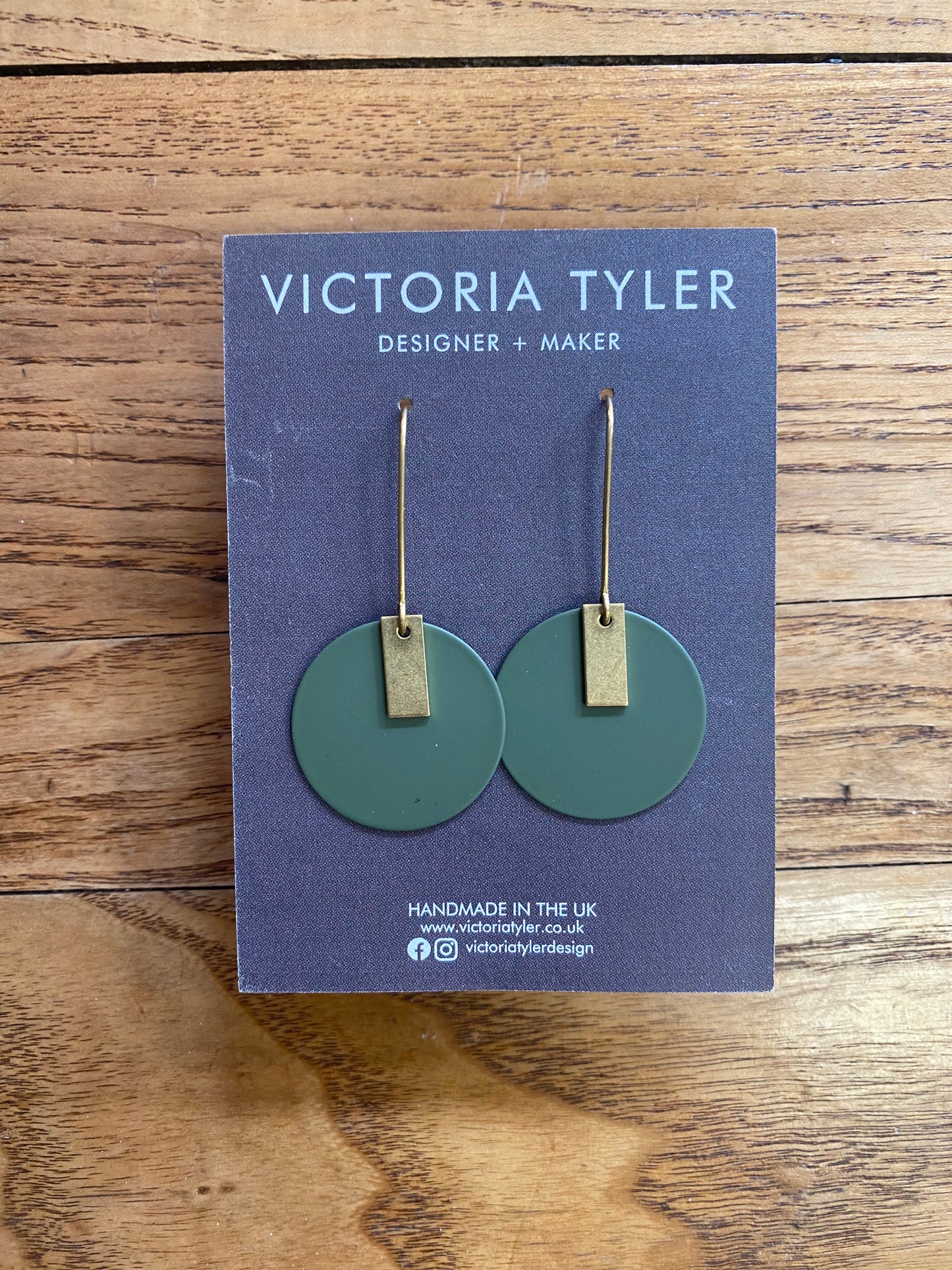 Colourful Circle Earrings with Brass Tabs - 'Anni'