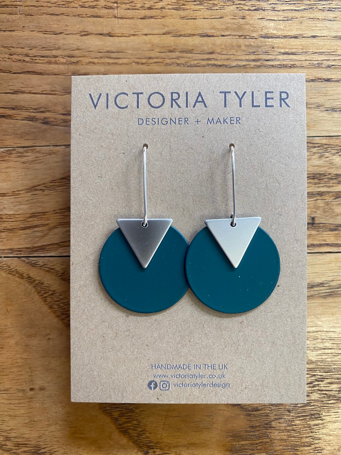 Colourful Circle Earrings with Silver Plate Triangles - 'Kiki'