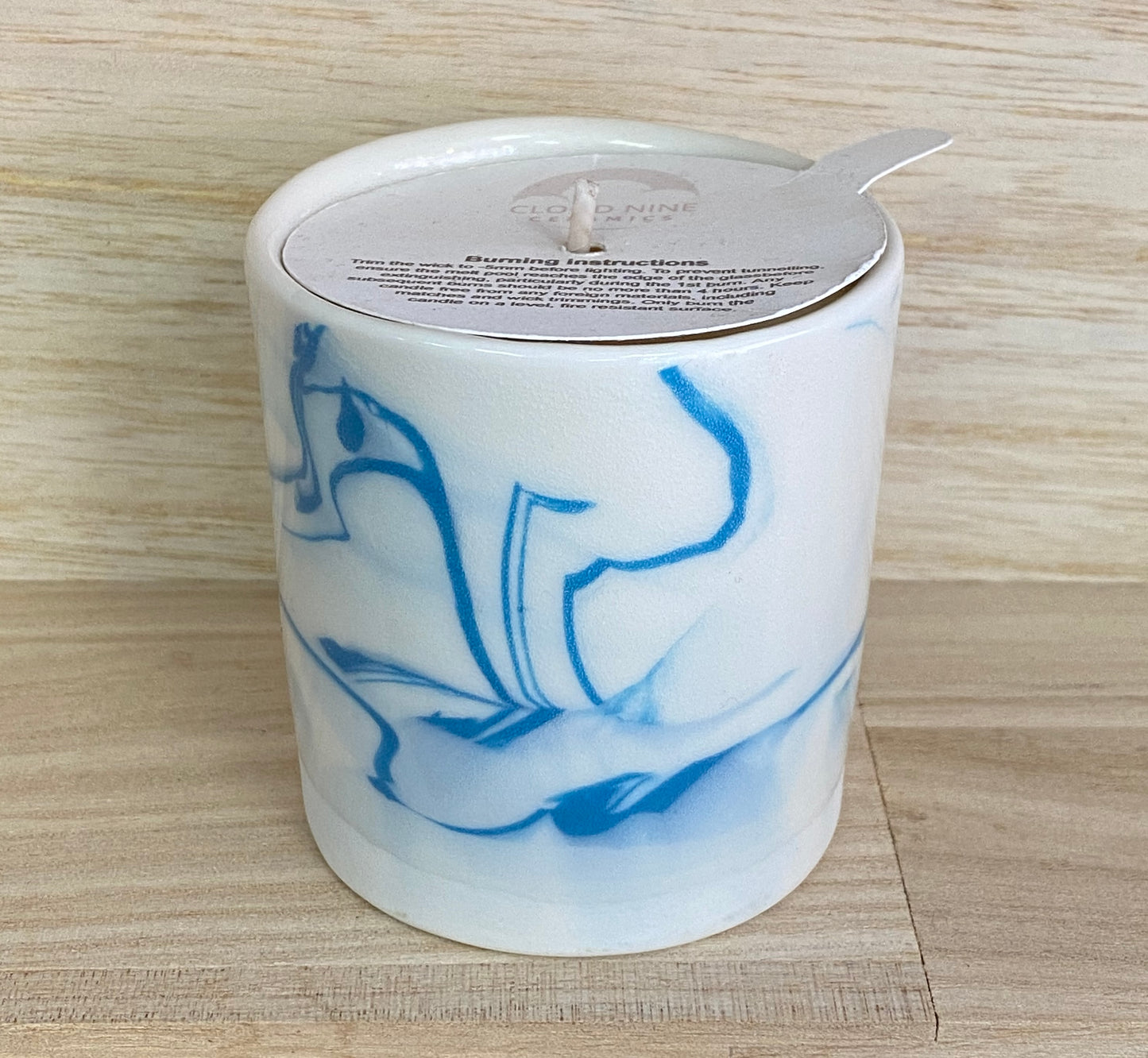 Candle in Marbled Ceramic Pot
