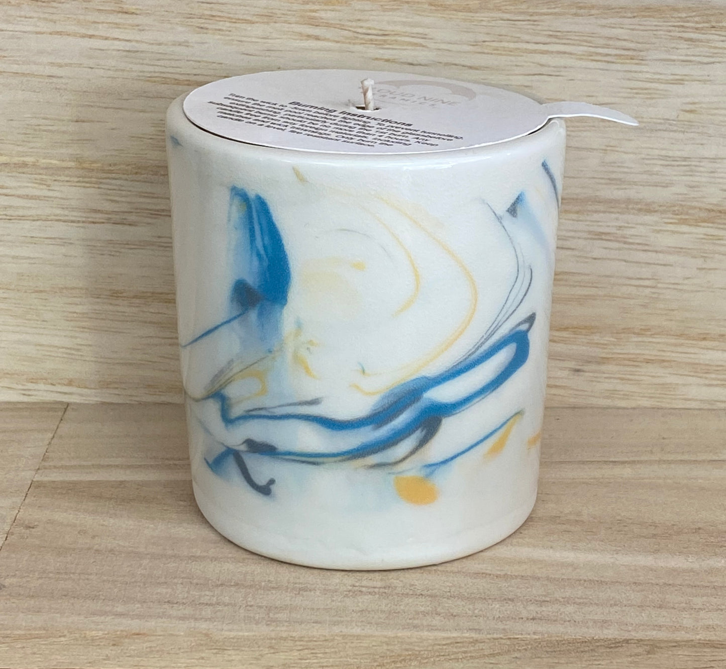 Candle in Marbled Ceramic Pot