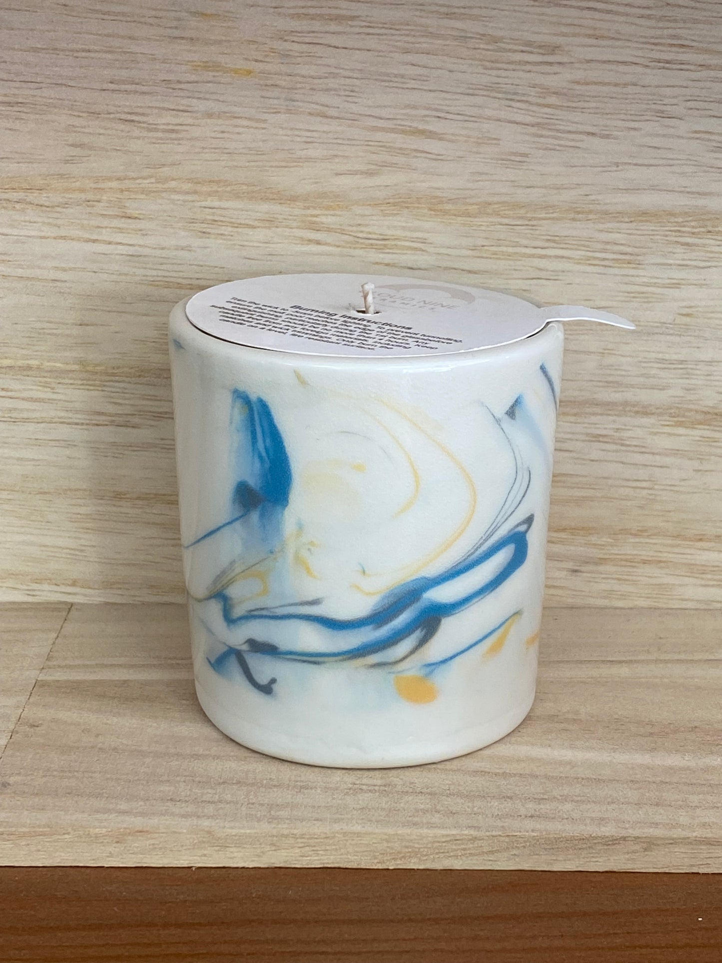 Candle in Marbled Ceramic Pot