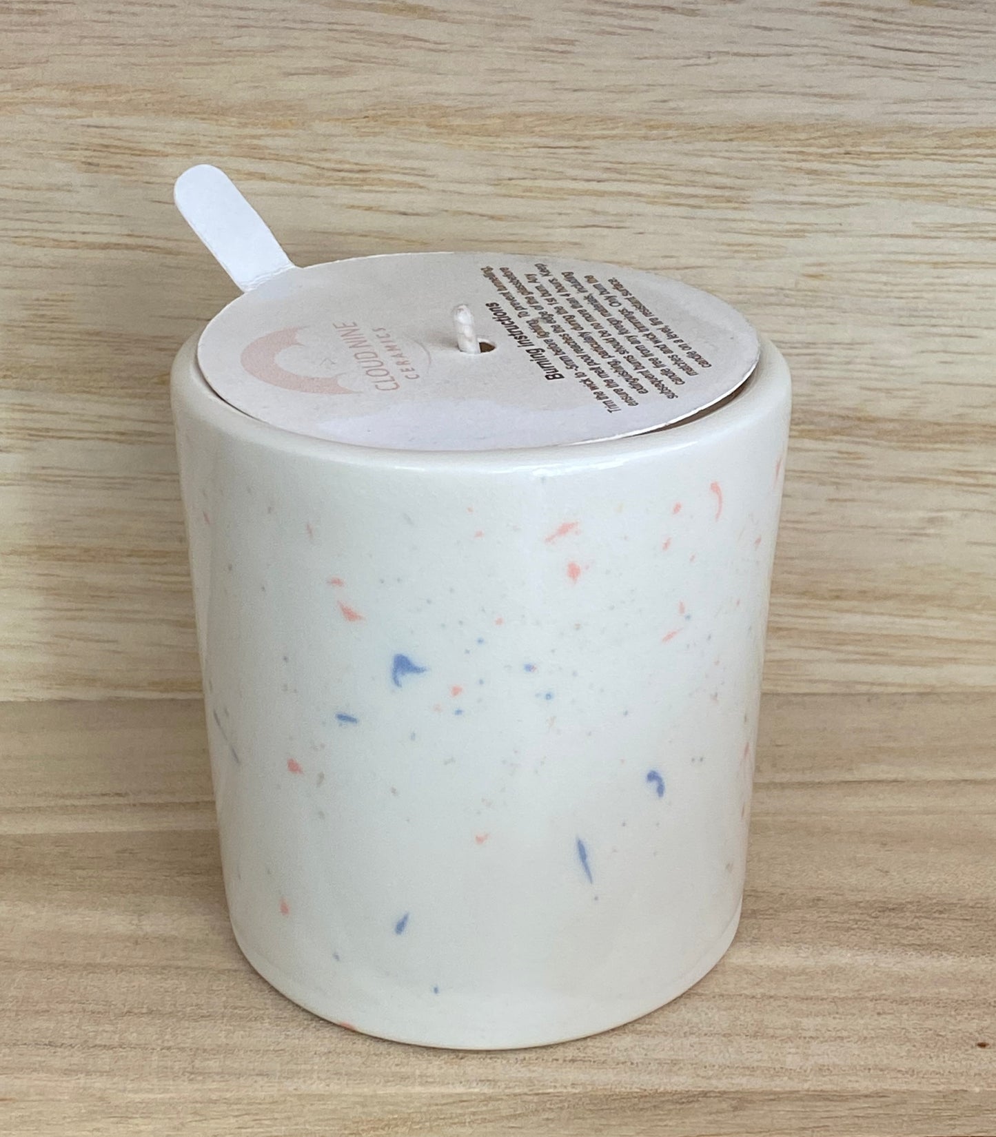 Candle in Marbled Ceramic Pot