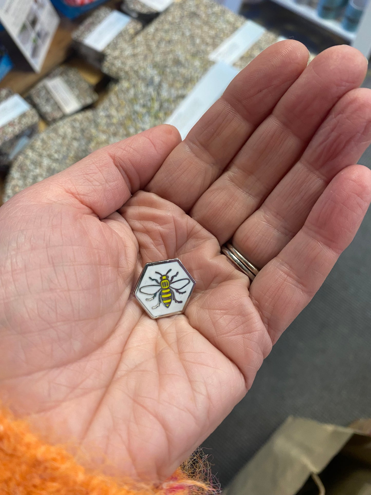 Hexagon Bee Pin Badge