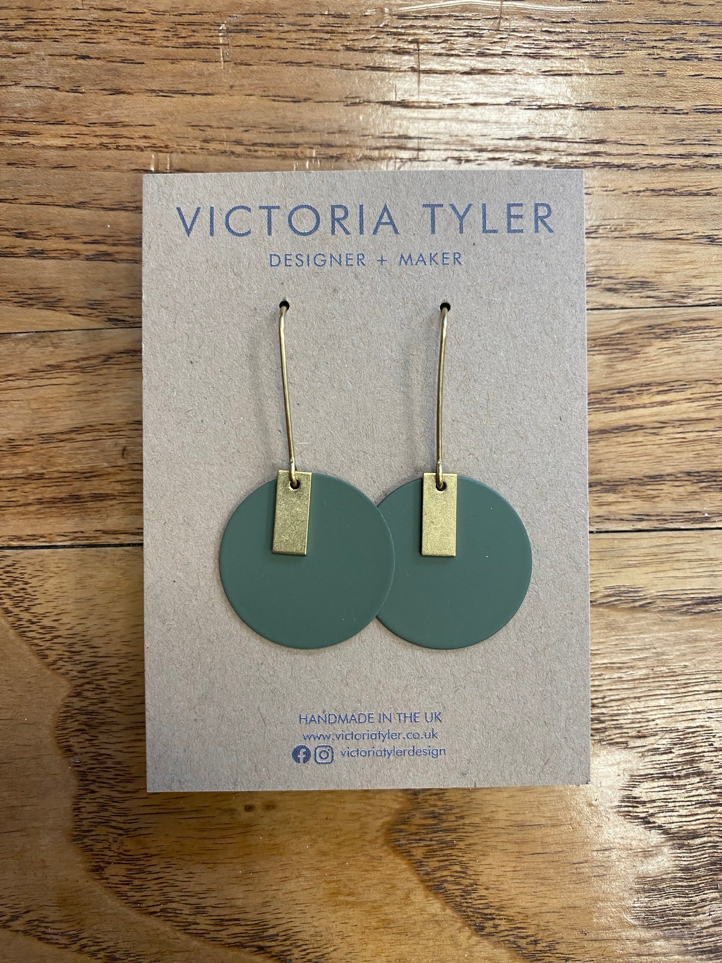 Colourful Circle Earrings with Brass Tabs - 'Anni'