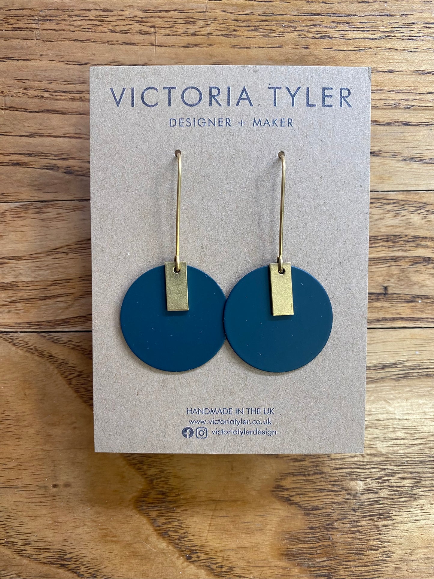 Colourful Circle Earrings with Brass Tabs - 'Anni'