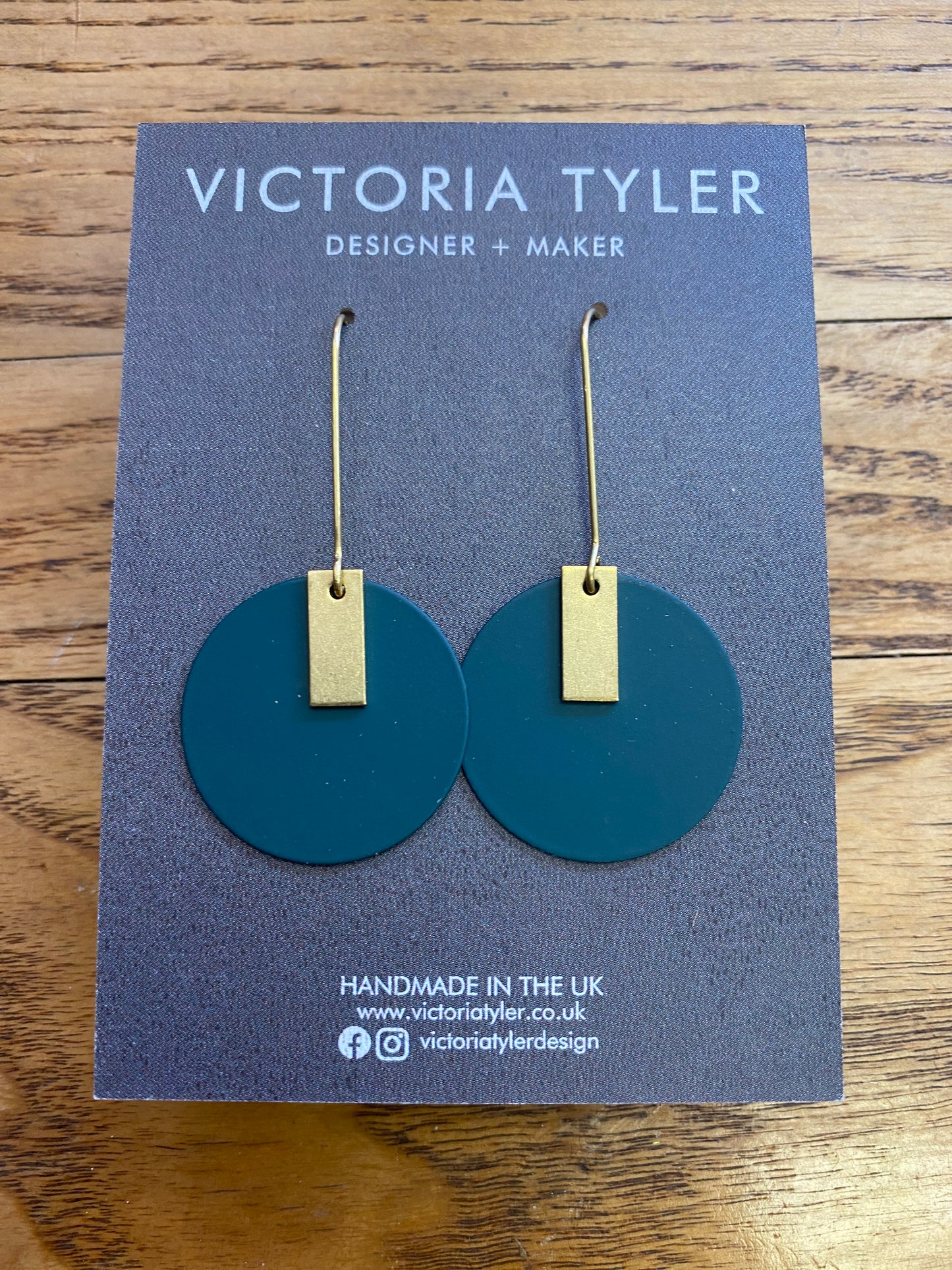 Colourful Circle Earrings with Brass Tabs - 'Anni'