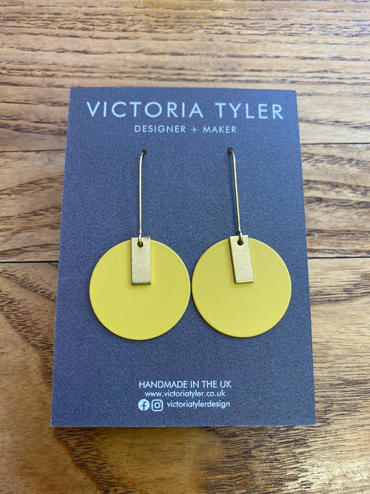 Colourful Circle Earrings with Brass Tabs - 'Anni'