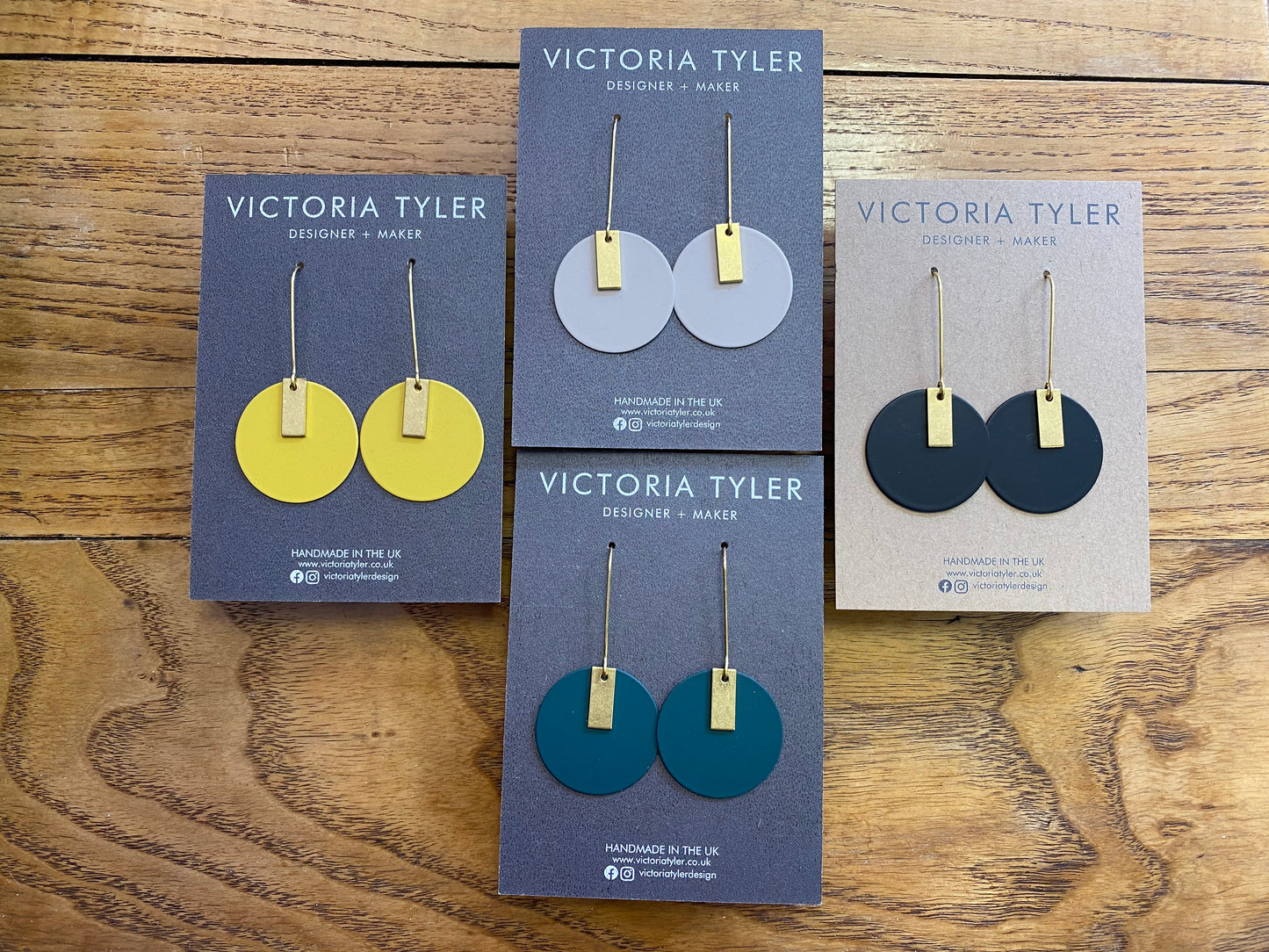 Colourful Circle Earrings with Brass Tabs - 'Anni'