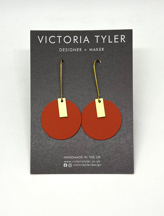 'Anni' - Colourful Circle Earrings with Brass Tabs