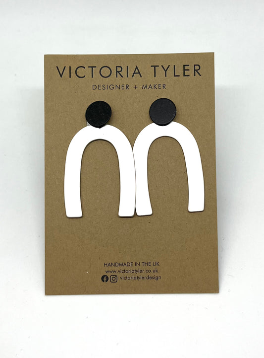 Benita - Silver Rainbow Earrings with Coloured Dot