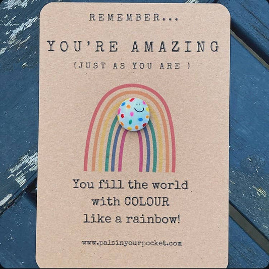 You're Amazing Rainbow Pebble Charm