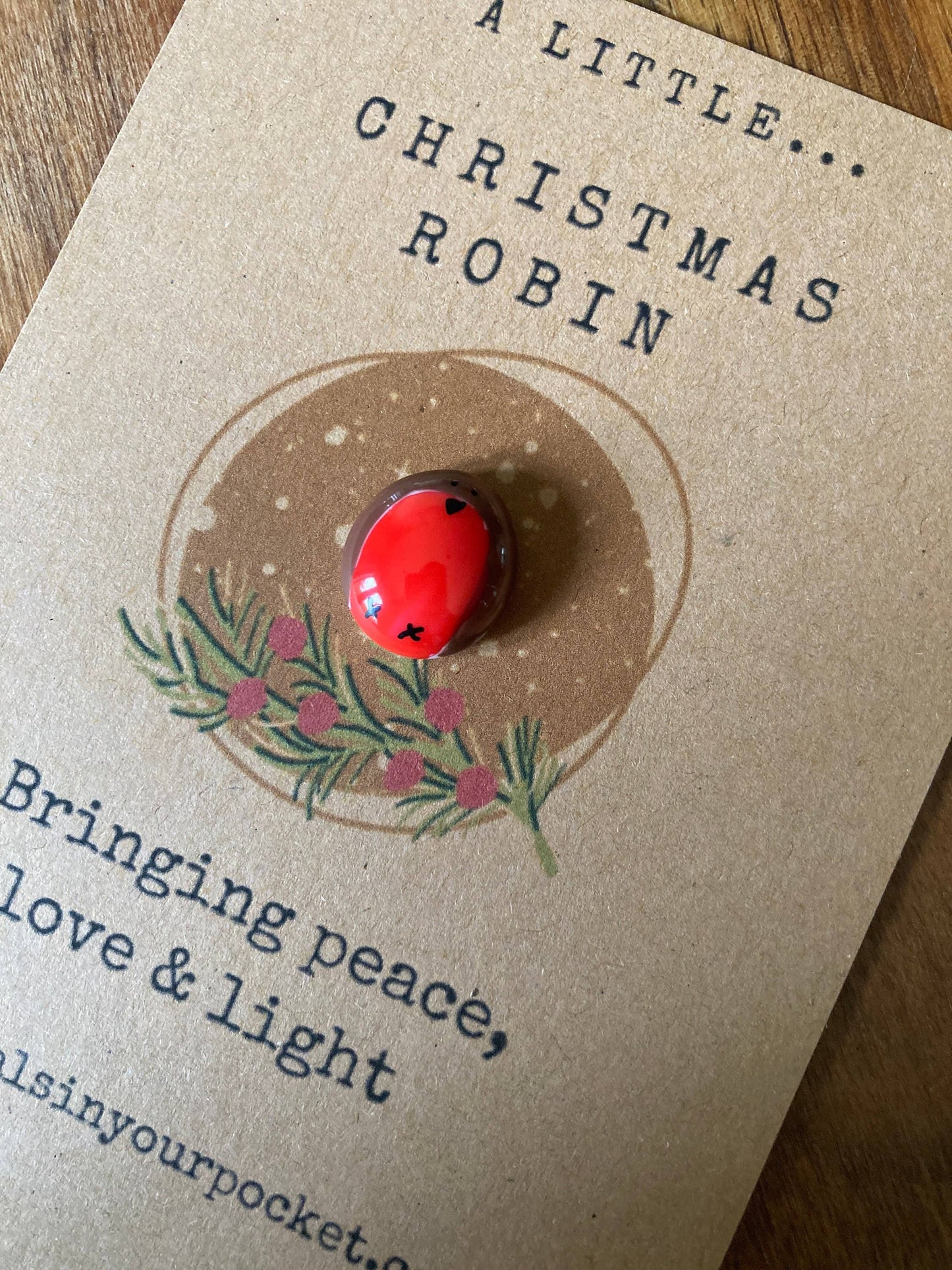 Christmas Robin Pocket Pebble