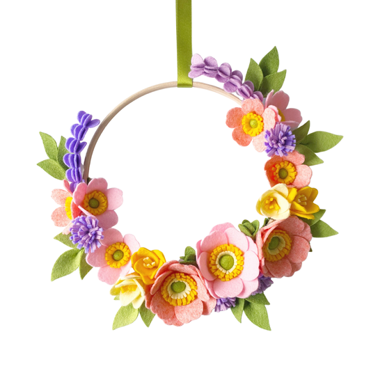 Felt Flower Wreath Craft Kit (Blushing Anemone)