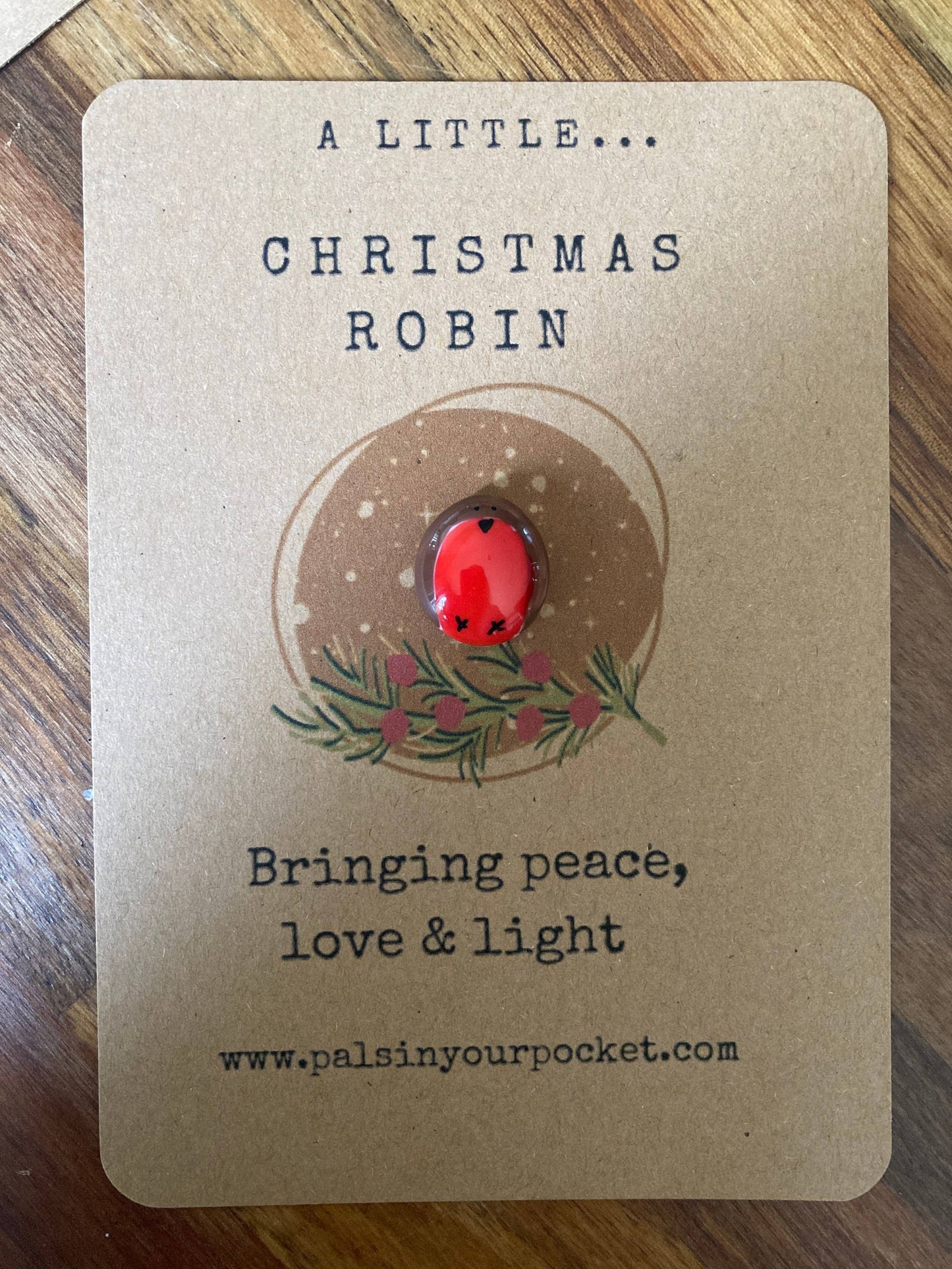 Christmas Robin Pocket Pebble