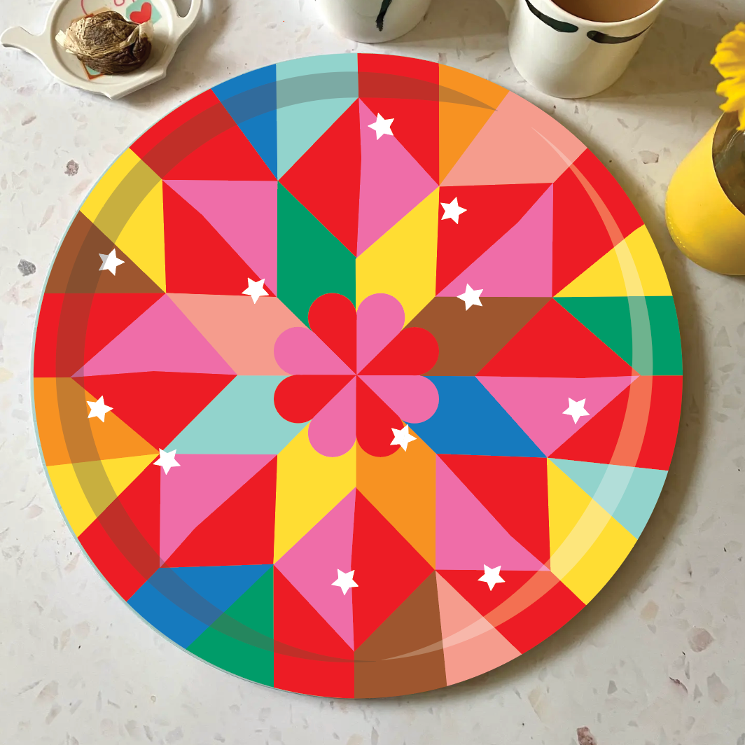 Harlequin Round Serving Tray