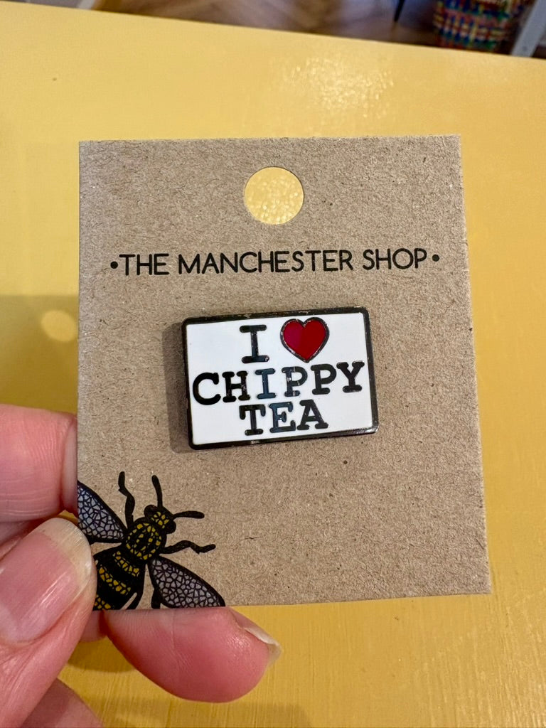 I Heart Chippy Tea Pin Badge