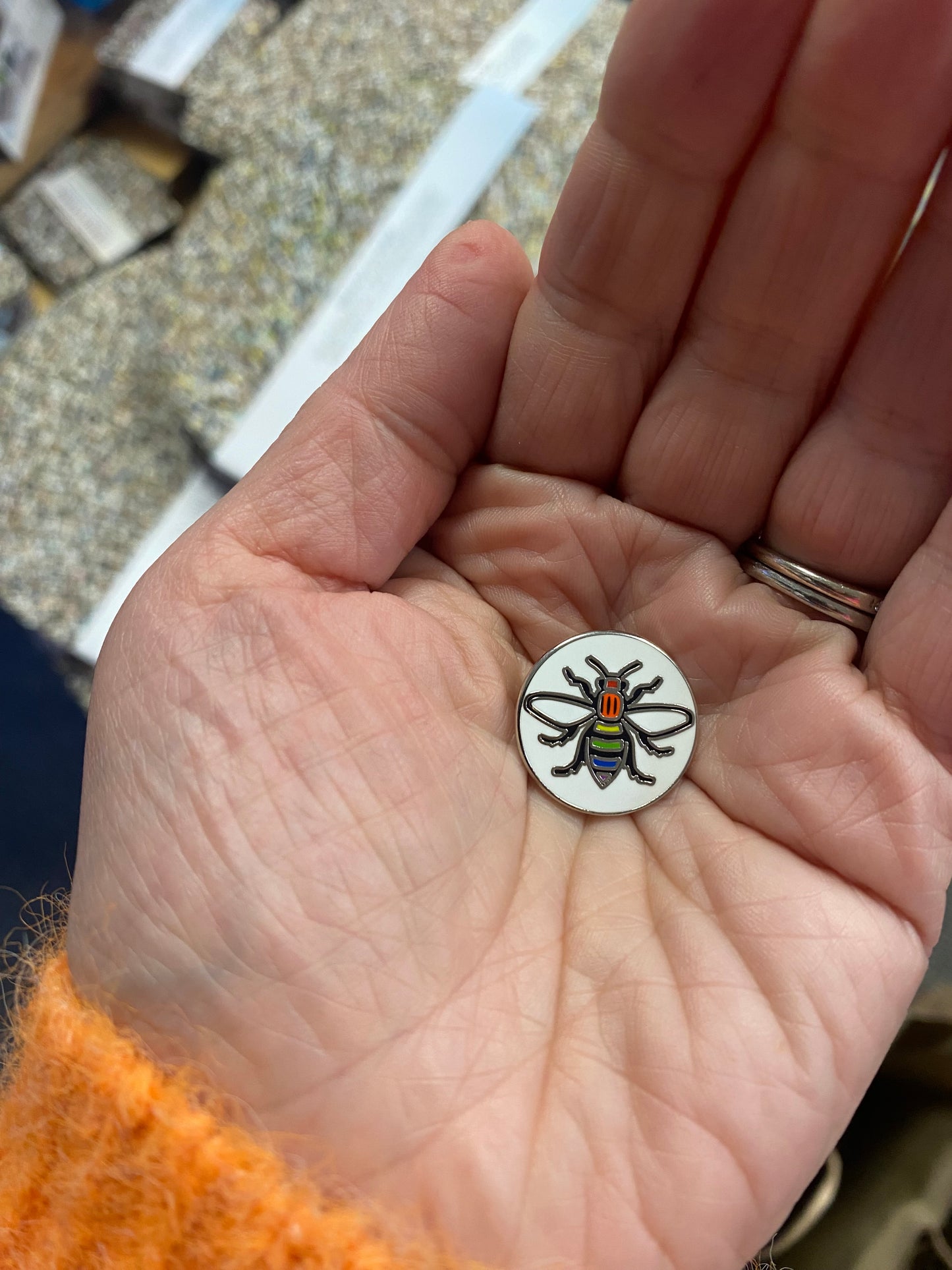 Rainbow Bee Pin Badge