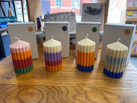 Stripy Pillar Candles