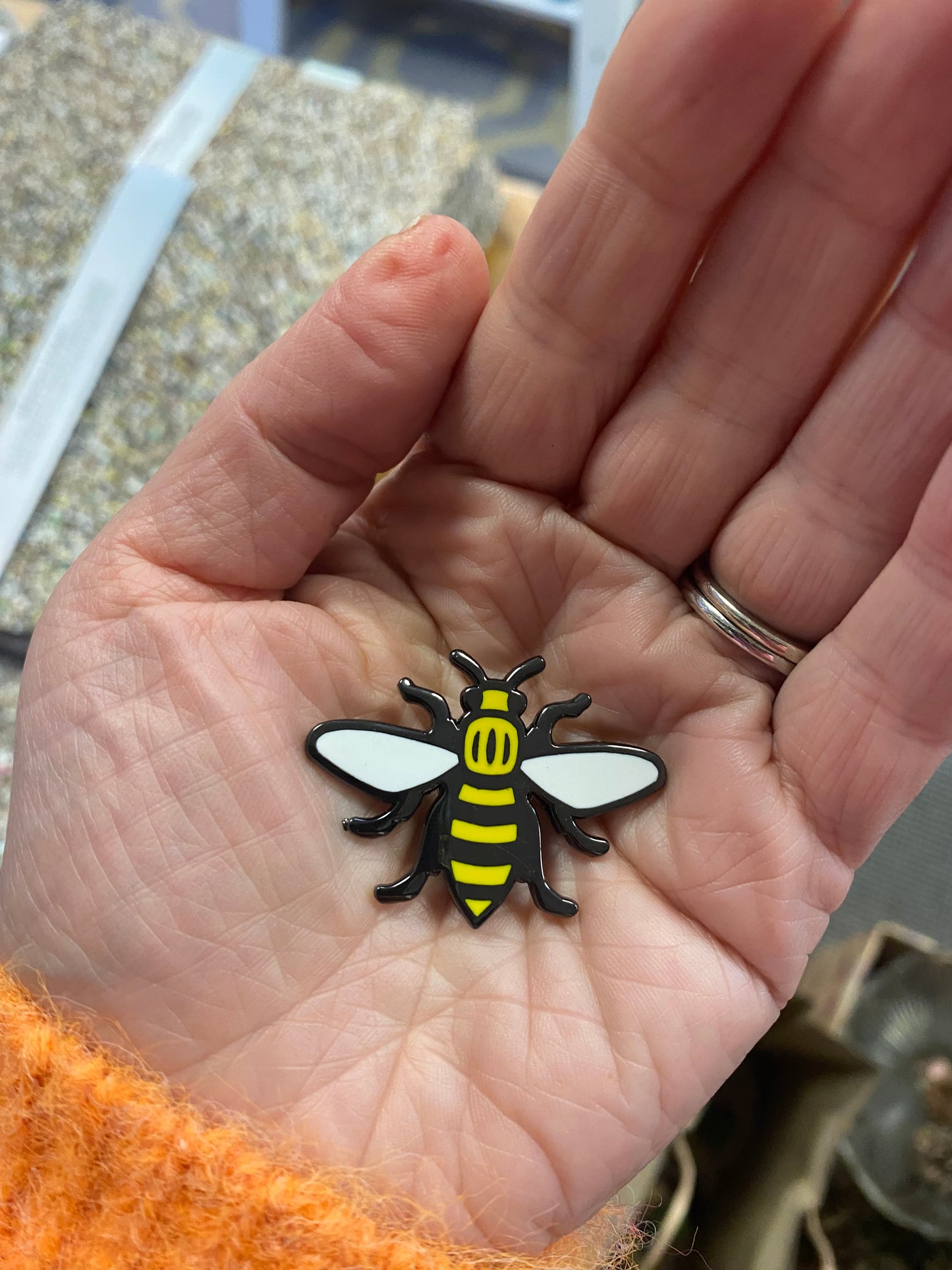 Yellow Bee Pin Badge
