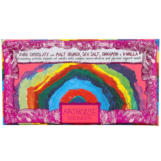 Magical Mysteries - Dark Chocolate Bar with Malt Crunch, Sea Salt, Cinnamon and Vanilla
