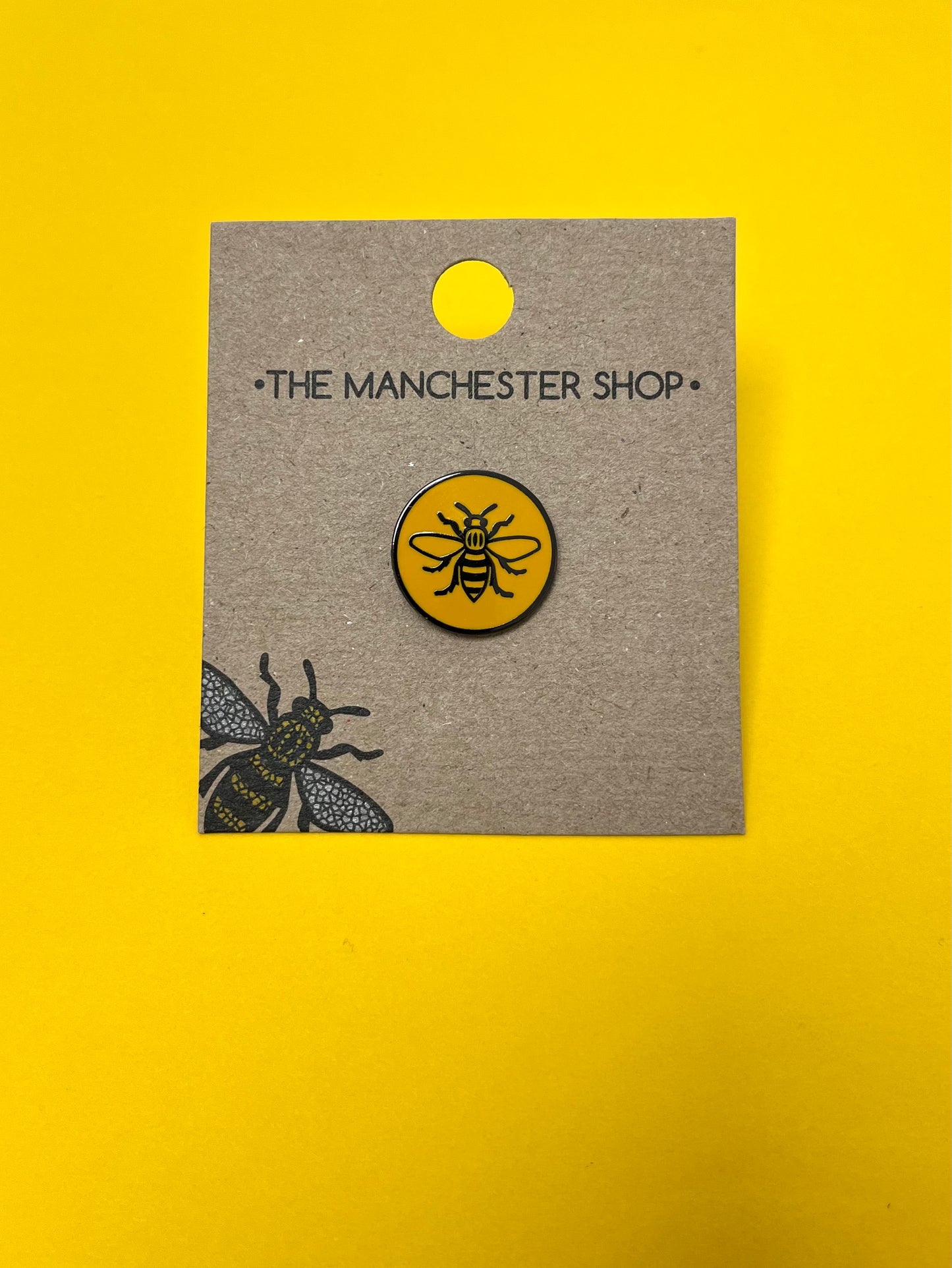Yellow Circle Manchester Bee Pin Badge